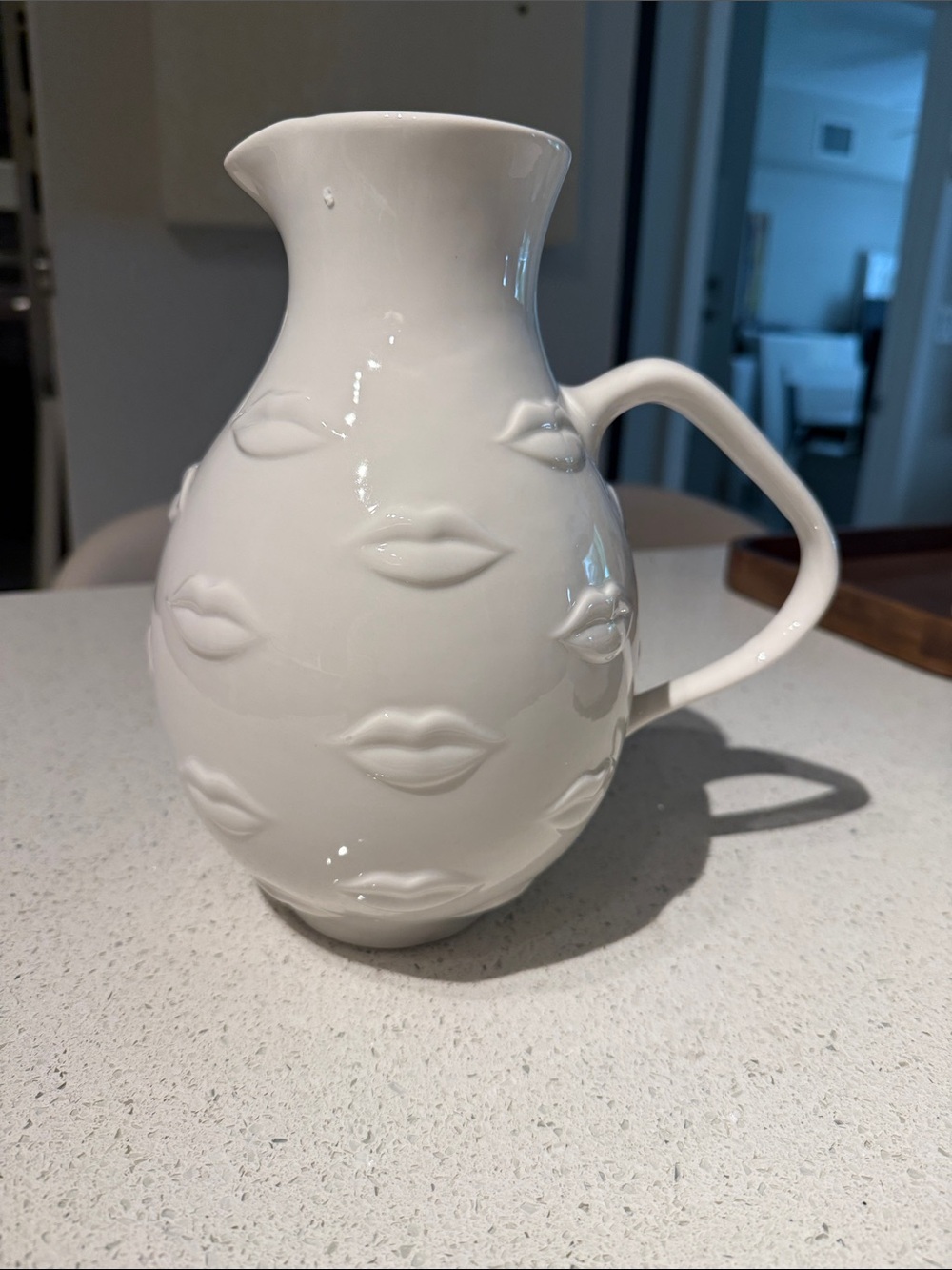 Jonathan Adler White Embossed Lip Motif Pitcher